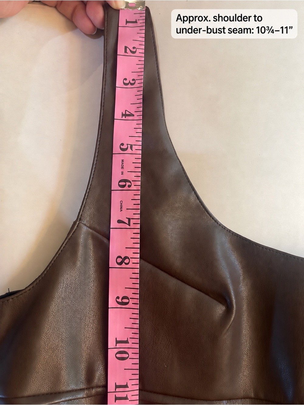 COMMENSE Dark Brown Tone Faux Leather Square Neck Midi Dress Size L NWT - Picture 15 of 16